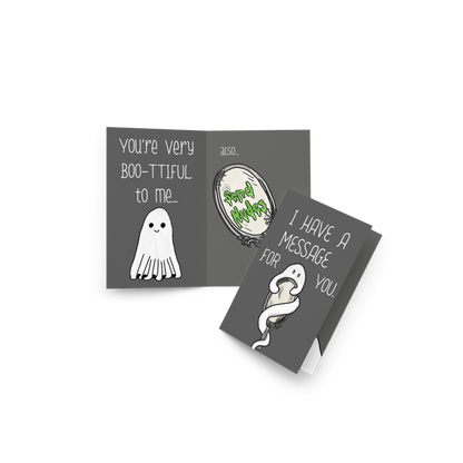 Ghost Mirror Message – Adult Ghost Themed Halloween Greeting Card