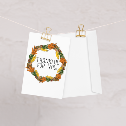 Thankful for You Autumn Wreath Greeting Card