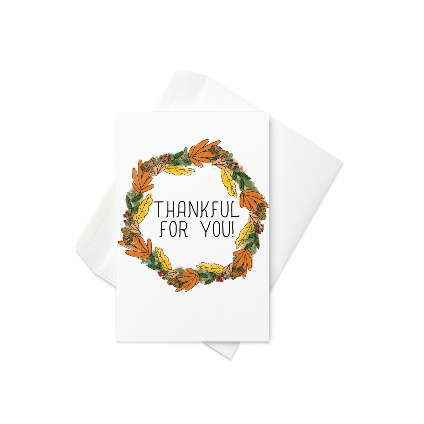 Thankful for You Autumn Wreath Greeting Card