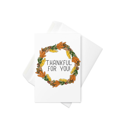 Thankful for You Autumn Wreath Greeting Card