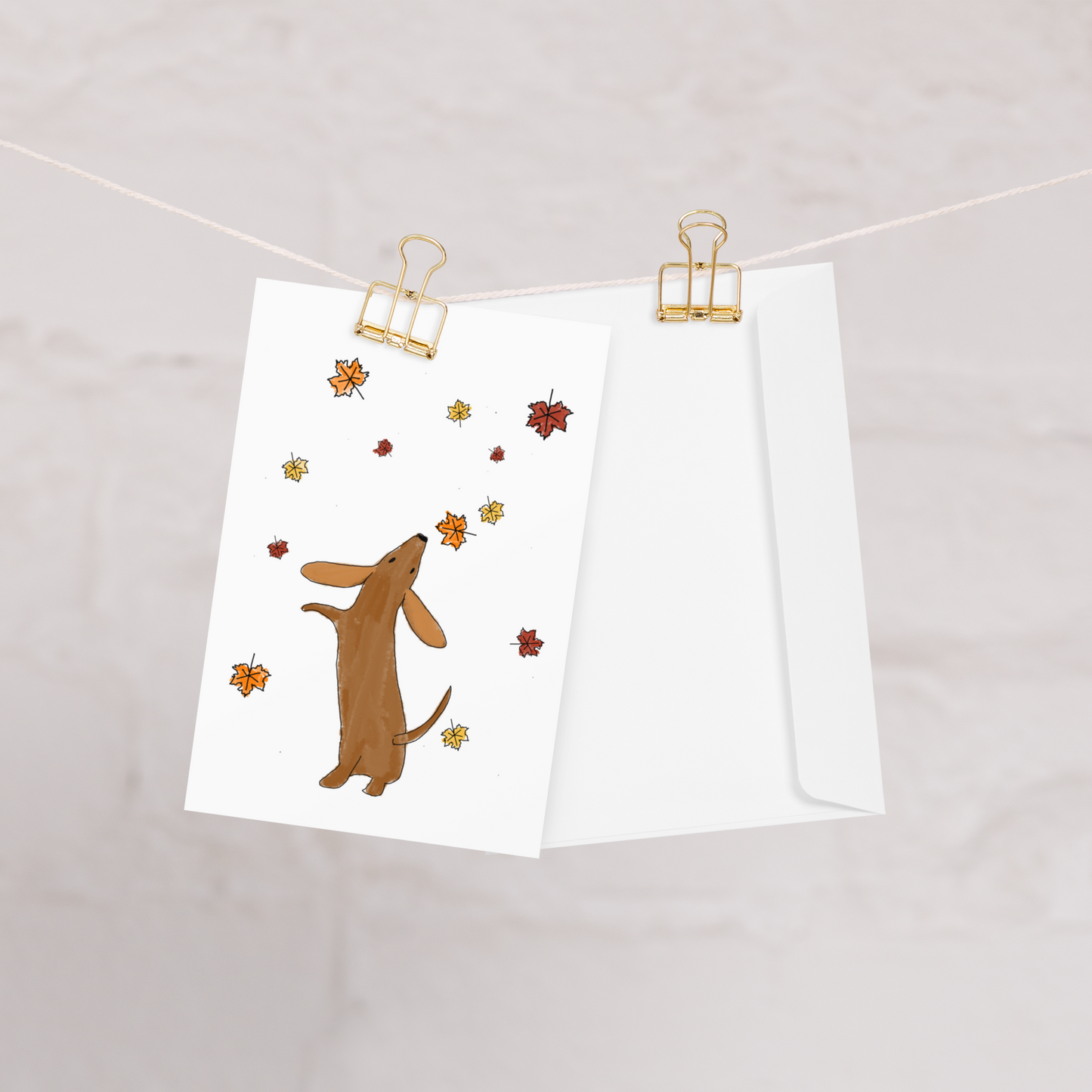 Paws and Pumpkins, Dachshund Thanksgiving Greeting Card