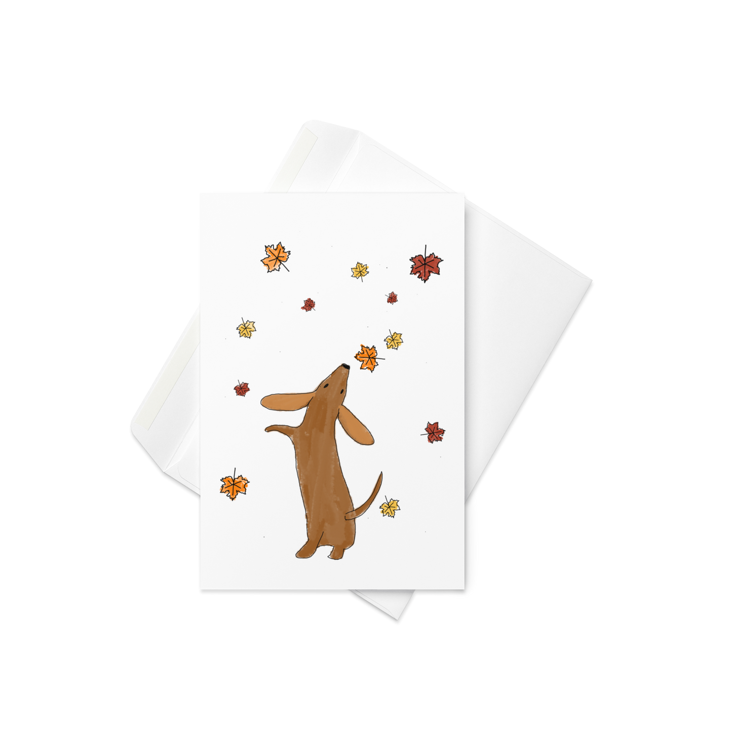 Paws and Pumpkins, Dachshund Thanksgiving Greeting Card