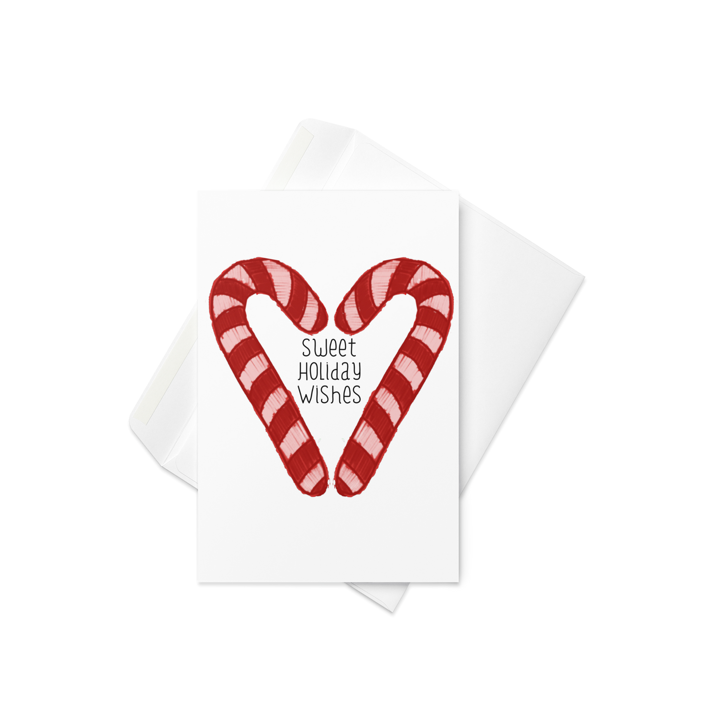 Sweet Wishes Candy Cane Heart Holiday Card