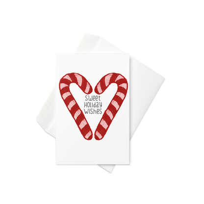 Sweet Wishes Candy Cane Heart Holiday Card