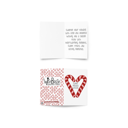 Sweet Wishes Candy Cane Heart Holiday Card