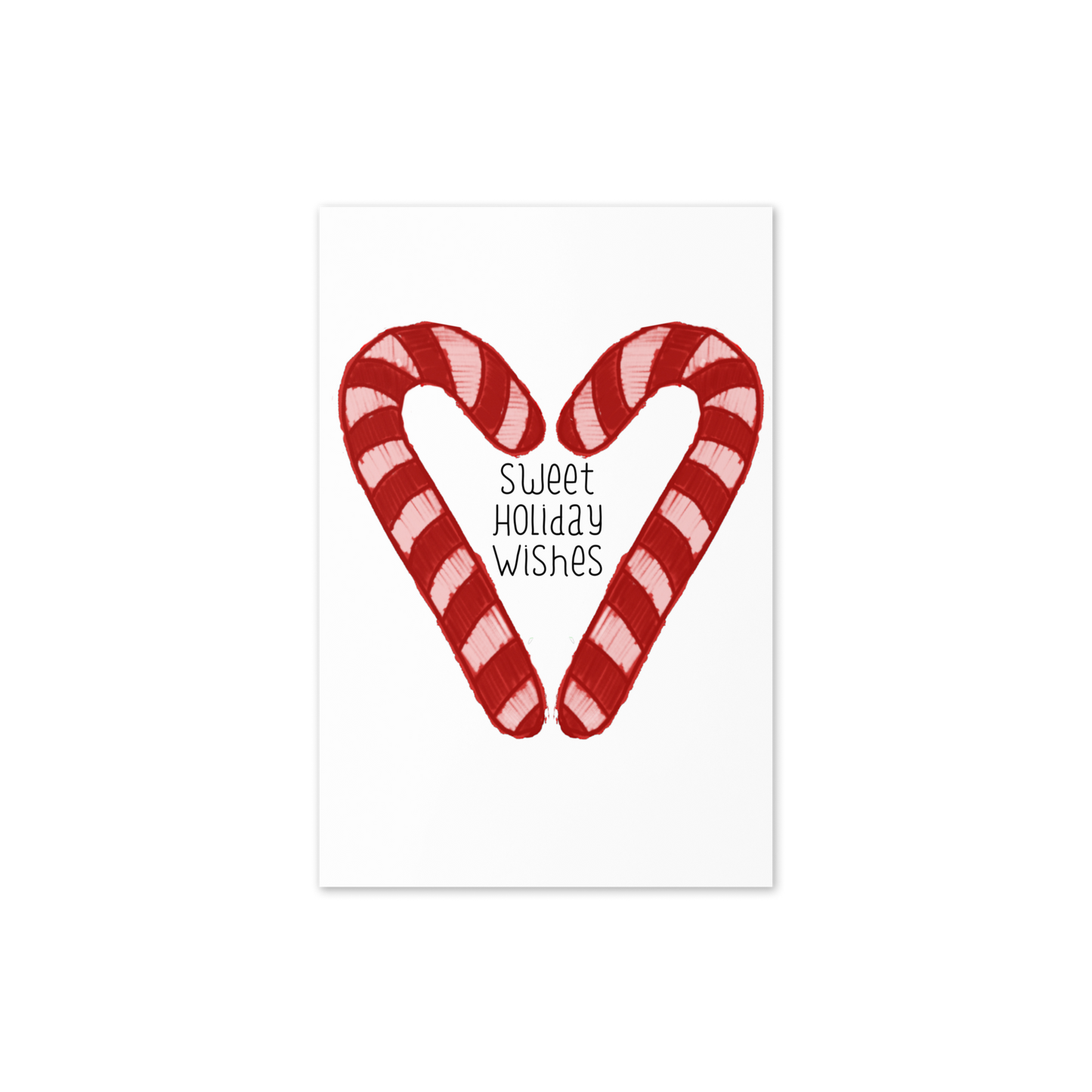 Sweet Wishes Candy Cane Heart Holiday Card