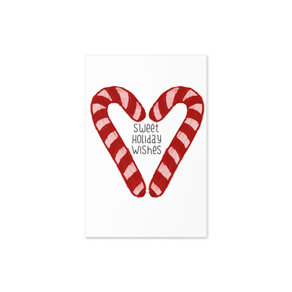 Sweet Wishes Candy Cane Heart Holiday Card