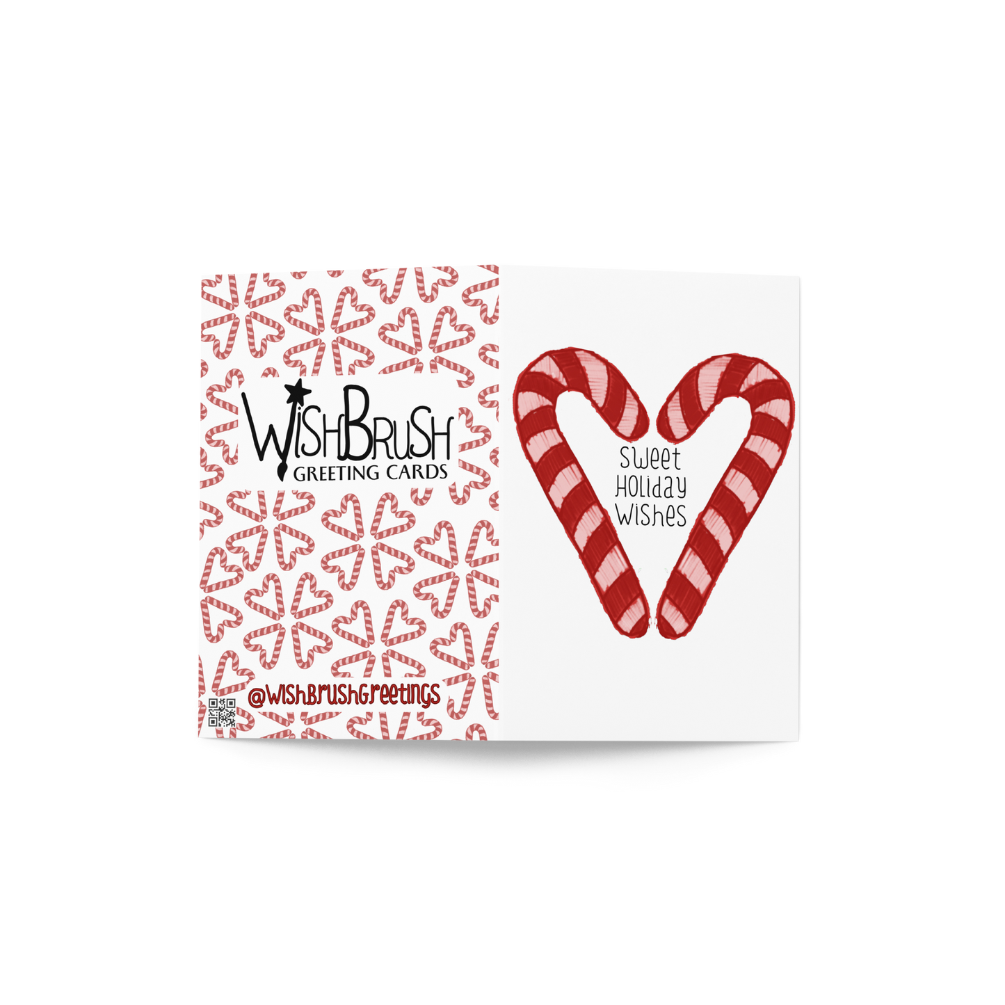 Sweet Wishes Candy Cane Heart Holiday Card