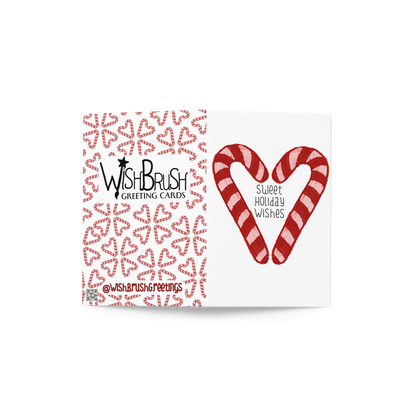 Sweet Wishes Candy Cane Heart Holiday Card